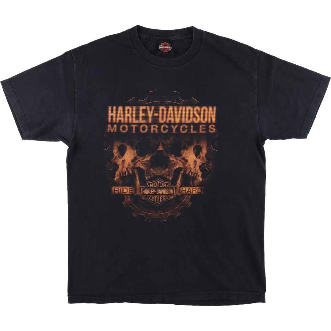 Harley-Davidson BRAVADO Skull Pattern Motorcycle T-Shirt, Men's Size Large unclear black type Vintage Second Hand