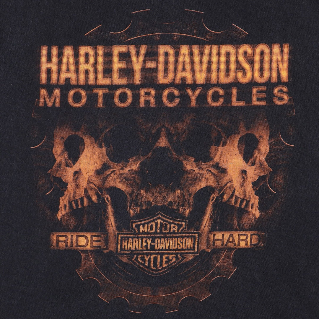 Harley-Davidson BRAVADO Skull Pattern Motorcycle T-Shirt, Men's Size Large unclear black type Vintage Second Hand