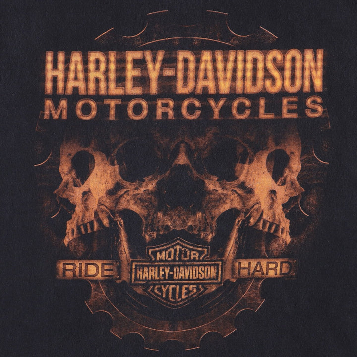 Harley-Davidson BRAVADO Skull Pattern Motorcycle T-Shirt, Men's Size Large unclear black type Vintage Second Hand