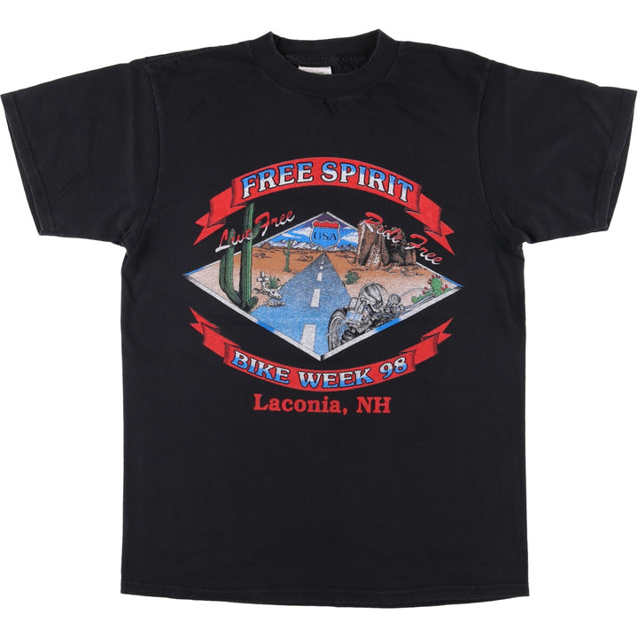 TULTEX Eagle Pattern Motorcycle T-Shirt, Made in Canada, Men's Size Medium cotton black type Vintage Second Hand