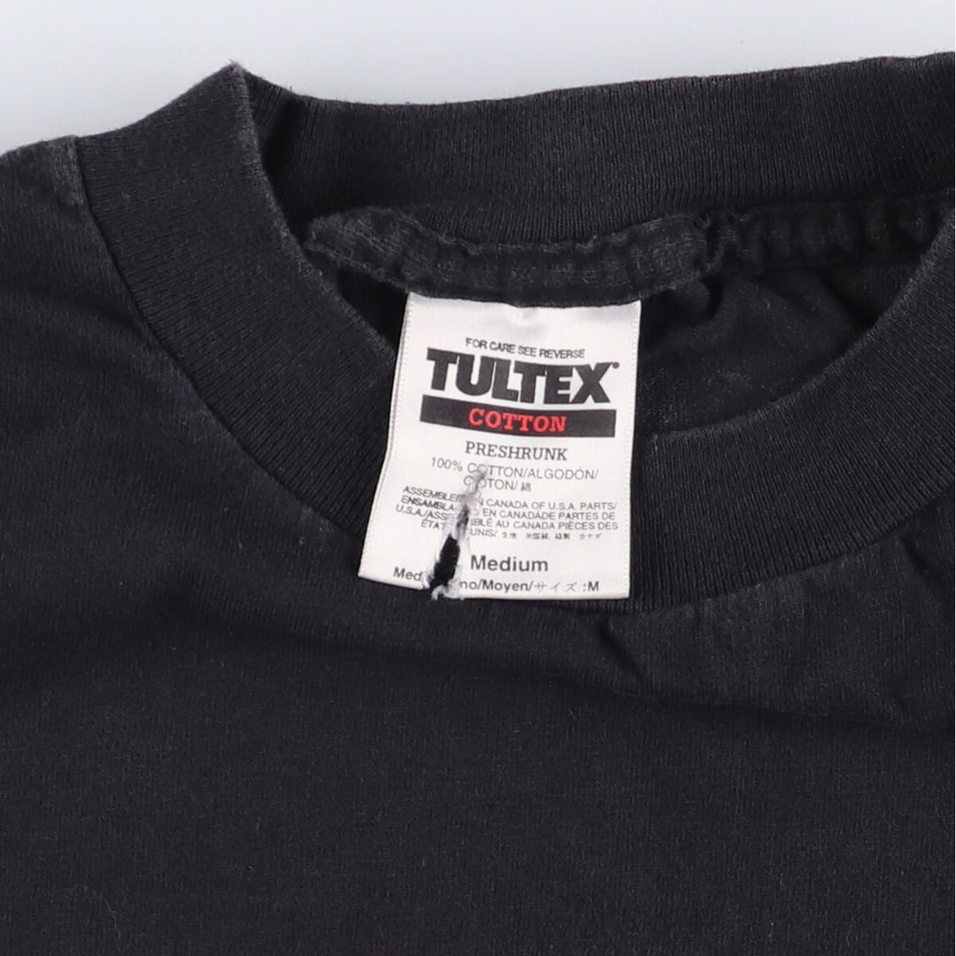 TULTEX Eagle Pattern Motorcycle T-Shirt, Made in Canada, Men's Size Medium cotton black type Vintage Second Hand