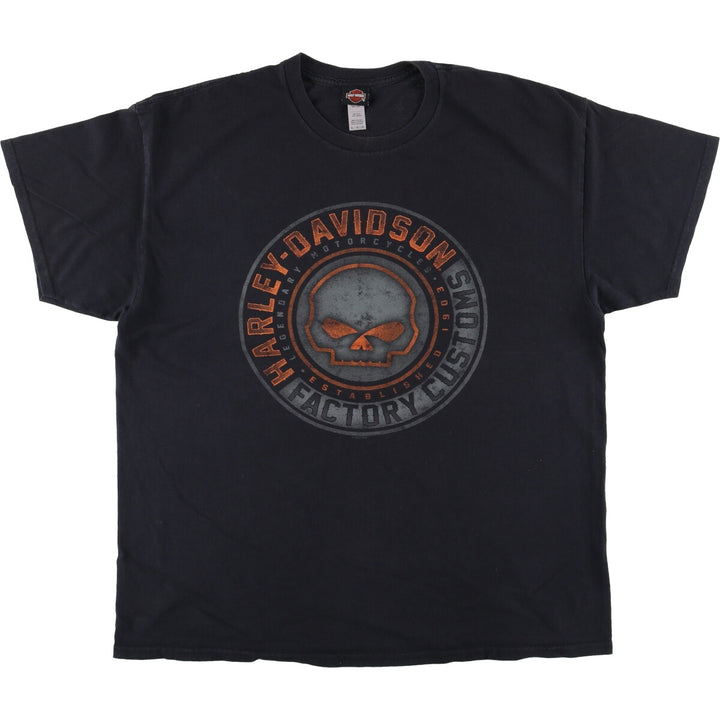Harley-Davidson Skull Pattern Motorcycle Bike T-shirt Men's XL cotton black type Vintage Second Hand