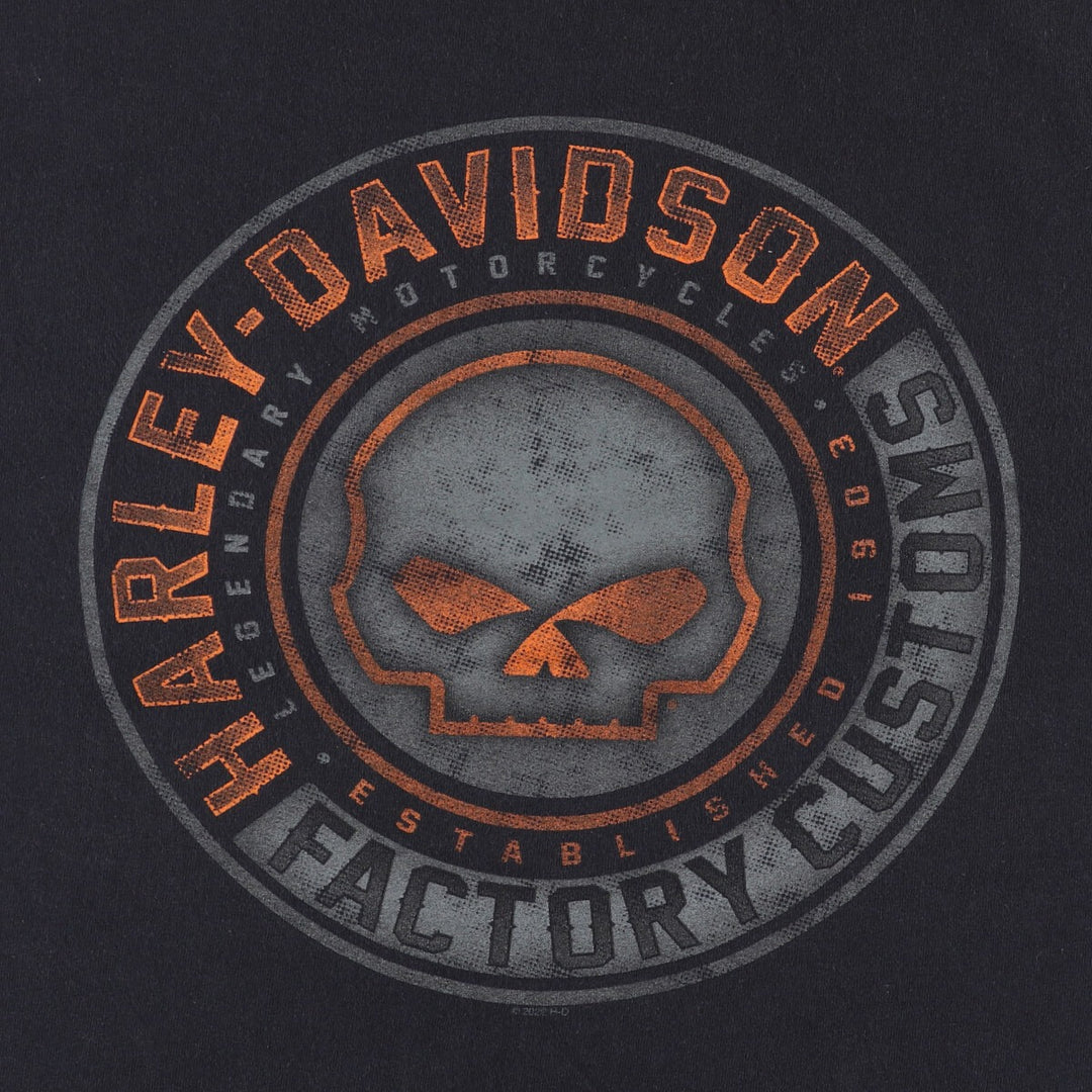 Harley-Davidson Skull Pattern Motorcycle Bike T-shirt Men's XL cotton black type Vintage Second Hand