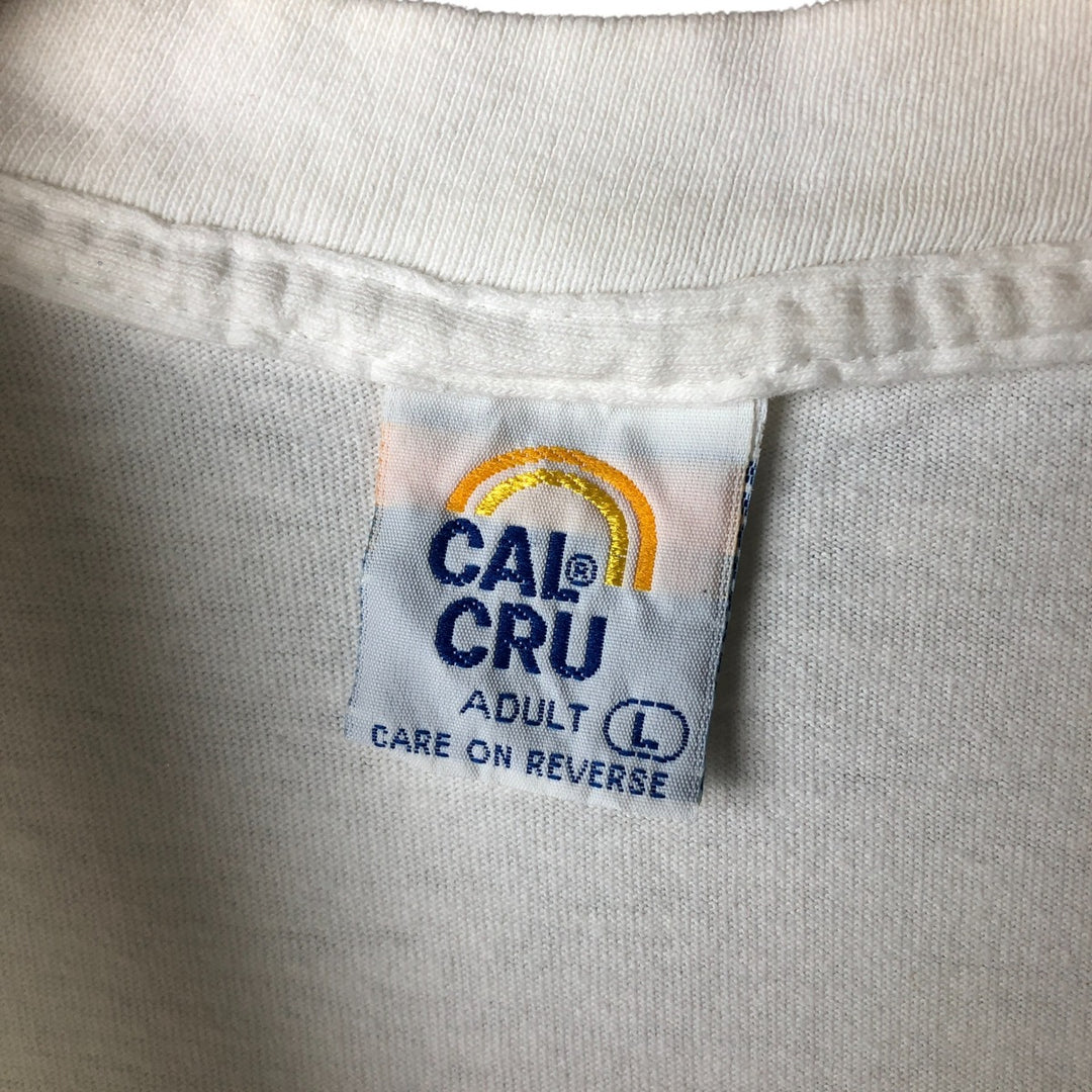 Vintage 90'S Cal Cru dog print animal t-shirt, made in the USA, size L, men's cotton white type Vintage Second Hand