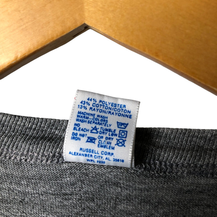 90'S Russell College T-shirt, Made in USA, Men's L size, Vintage polyester Charcoal Vintage Second Hand
