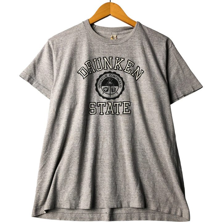 SCREEN STARS College T-Shirt, Made in USA, Men's XL cotton gray type Vintage Second Hand