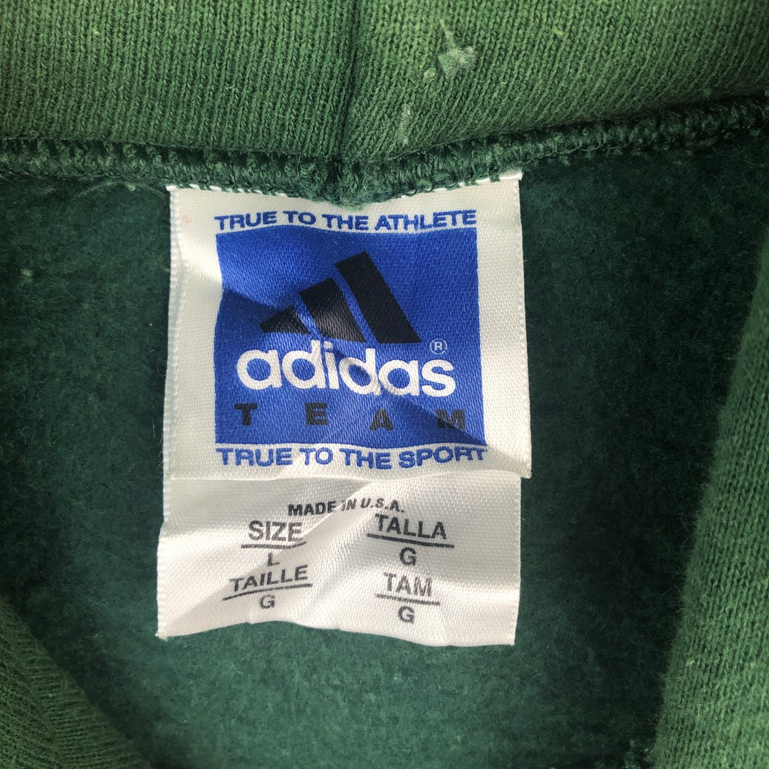 Vintage 90'S adidas Team pullover sweatshirt, USA made, men's size L cotton Green type dark green Vintage Second Hand