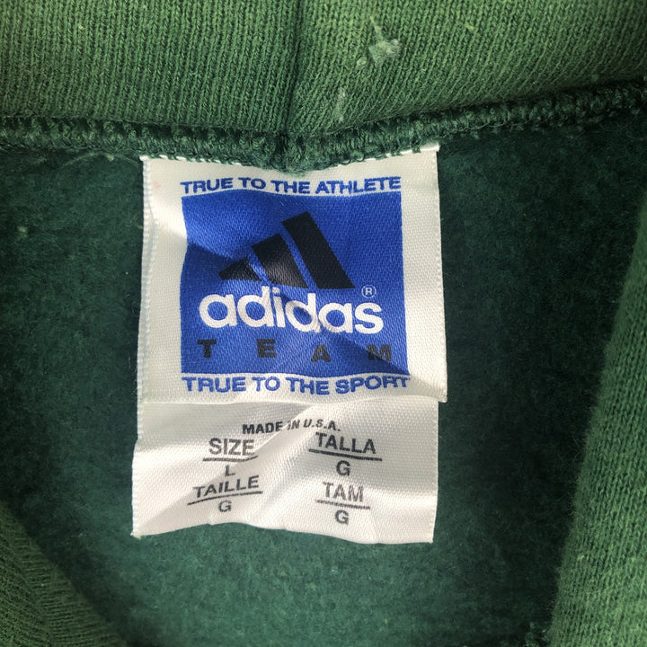 Vintage 90'S adidas Team pullover sweatshirt, USA made, men's size L cotton Green type dark green Vintage Second Hand