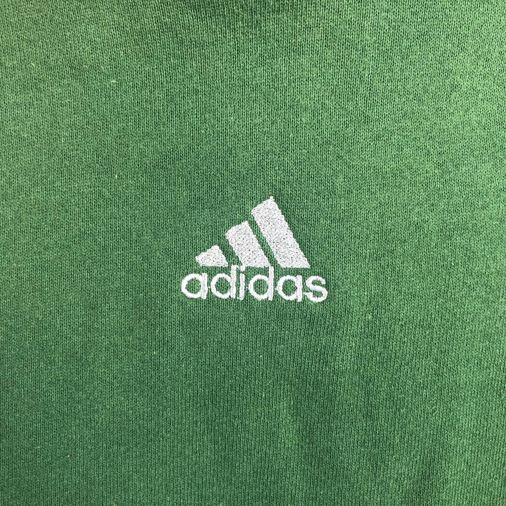 Vintage 90'S adidas Team pullover sweatshirt, USA made, men's size L cotton Green type dark green Vintage Second Hand