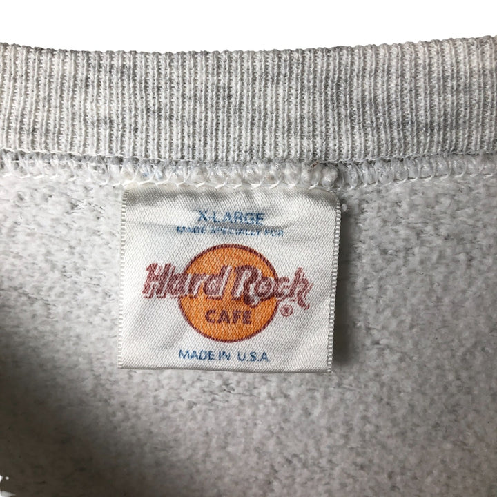 90'S Hard Rock Cafe Advertising Sweatshirt, Made in USA, Vintage, Men's, Size XL polyester gray type Vintage Second Hand
