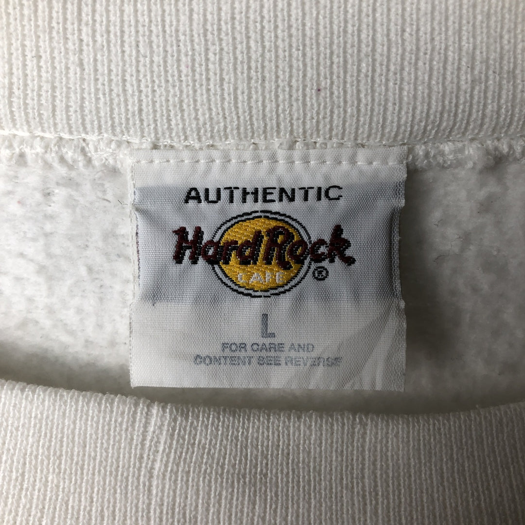 90'S Hard Rock Cafe Advertising Sweatshirt, Men's, Size L, Vintage polyester white type Vintage Second Hand