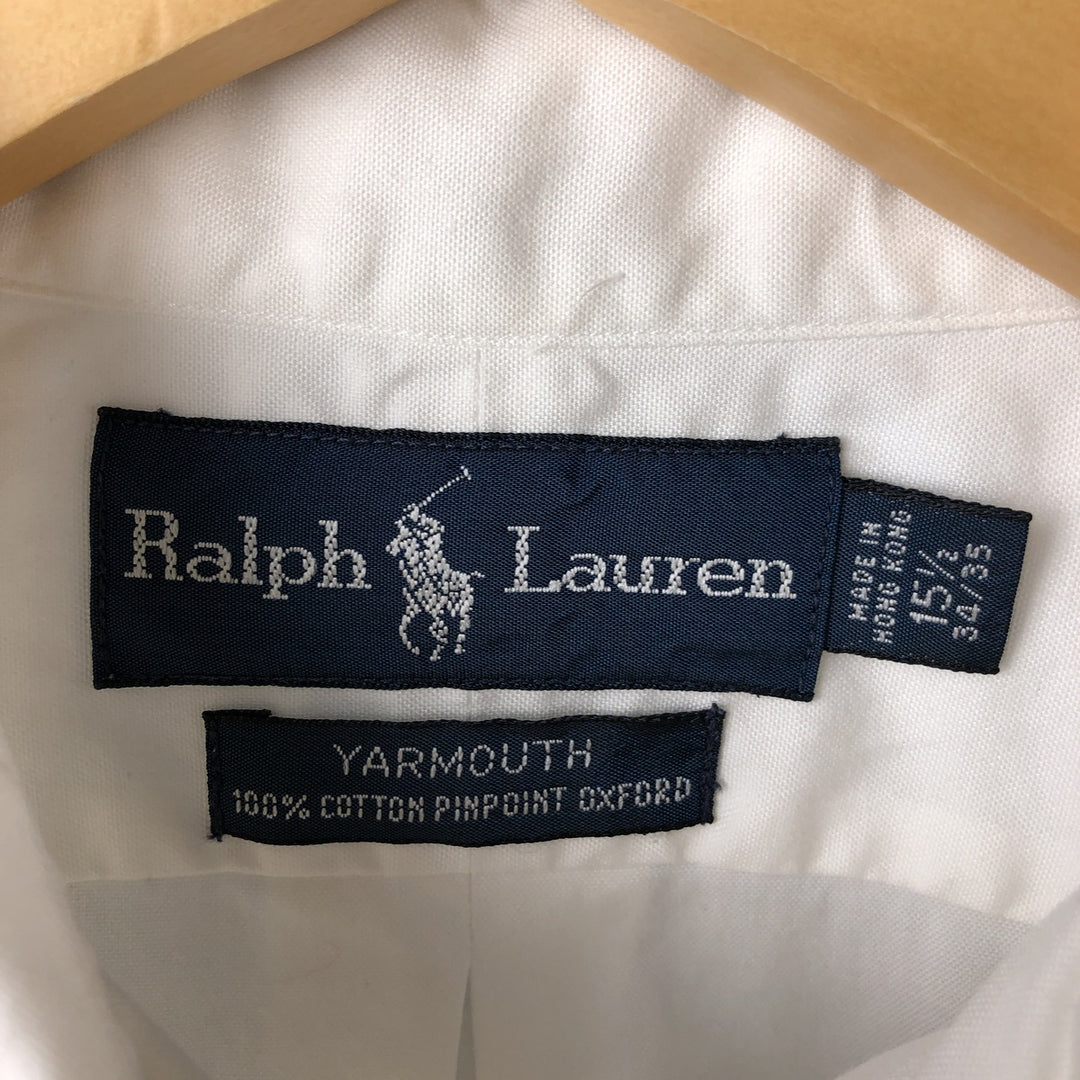 Ralph Lauren YARMOUTH long sleeve button down shirt, men's size M cotton white type Vintage Second Hand