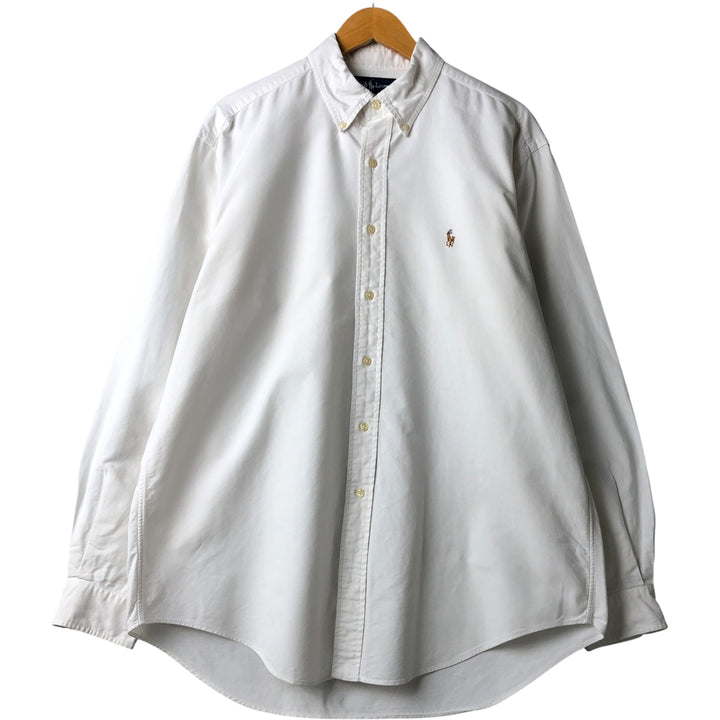 Ralph Lauren YARMOUTH long sleeve button down shirt, men's size L cotton white type Vintage Second Hand