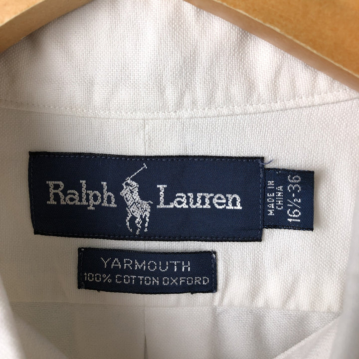 Ralph Lauren YARMOUTH long sleeve button down shirt, men's size L cotton white type Vintage Second Hand