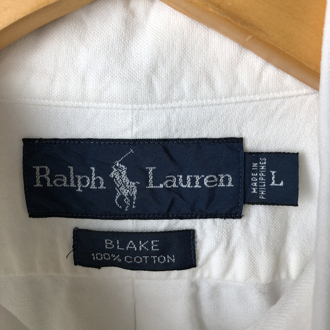 Ralph Lauren BLAKE long sleeve button down shirt, men's size L cotton white type Vintage Second Hand
