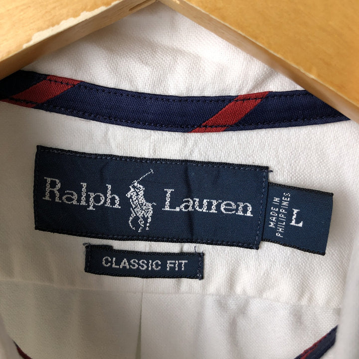 Ralph Lauren Classic Fit Long Sleeve Button Down Shirt, Men's Size L cotton white type Vintage Second Hand
