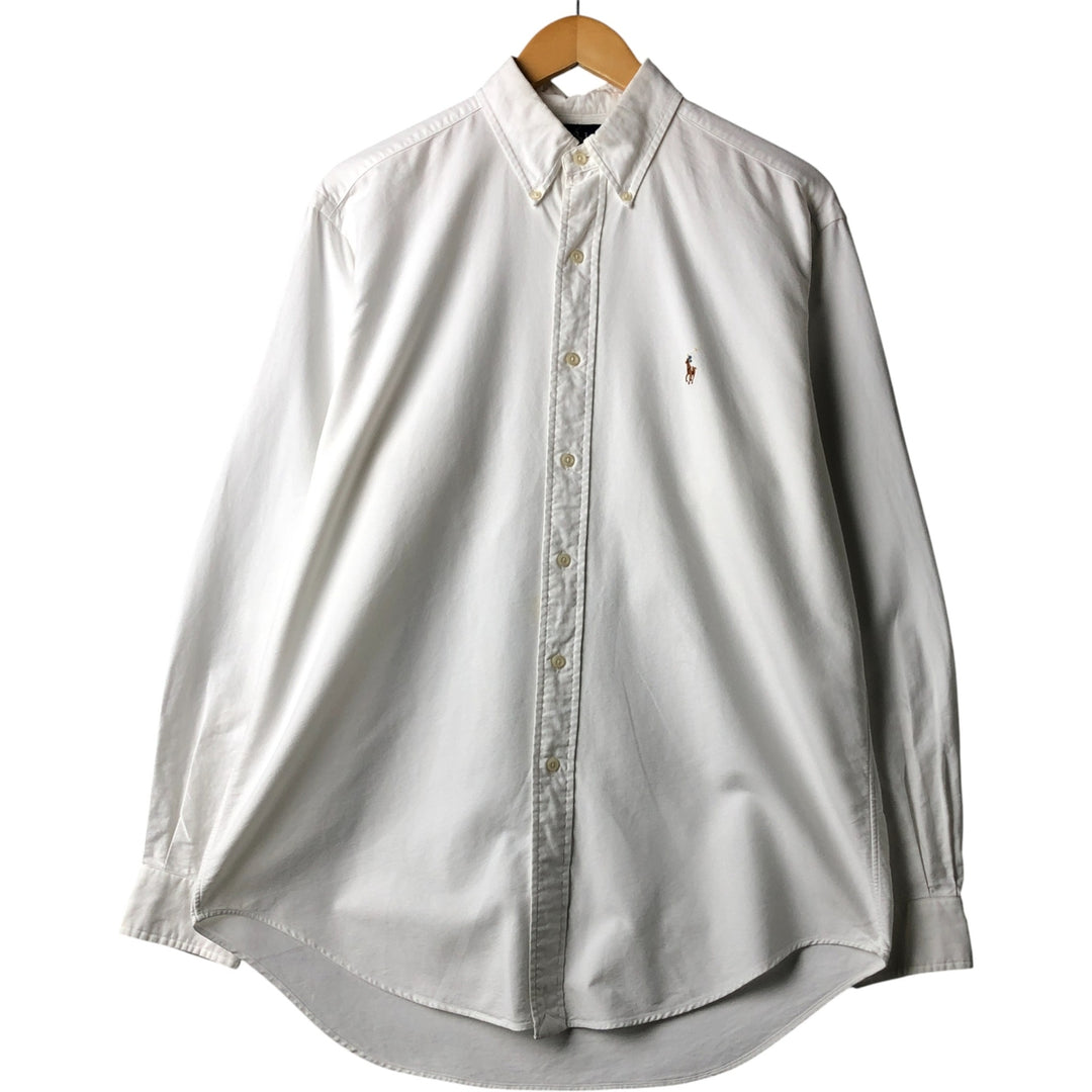 Ralph Lauren YARMOUTH long sleeve button down shirt, men's size M cotton white type Vintage Second Hand
