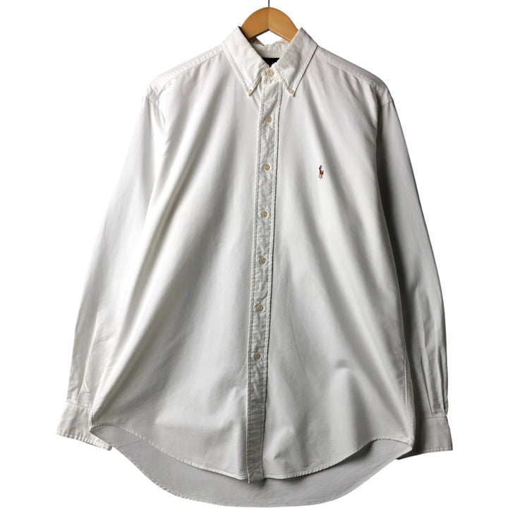 Ralph Lauren YARMOUTH long sleeve button down shirt, men's size M cotton white type Vintage Second Hand