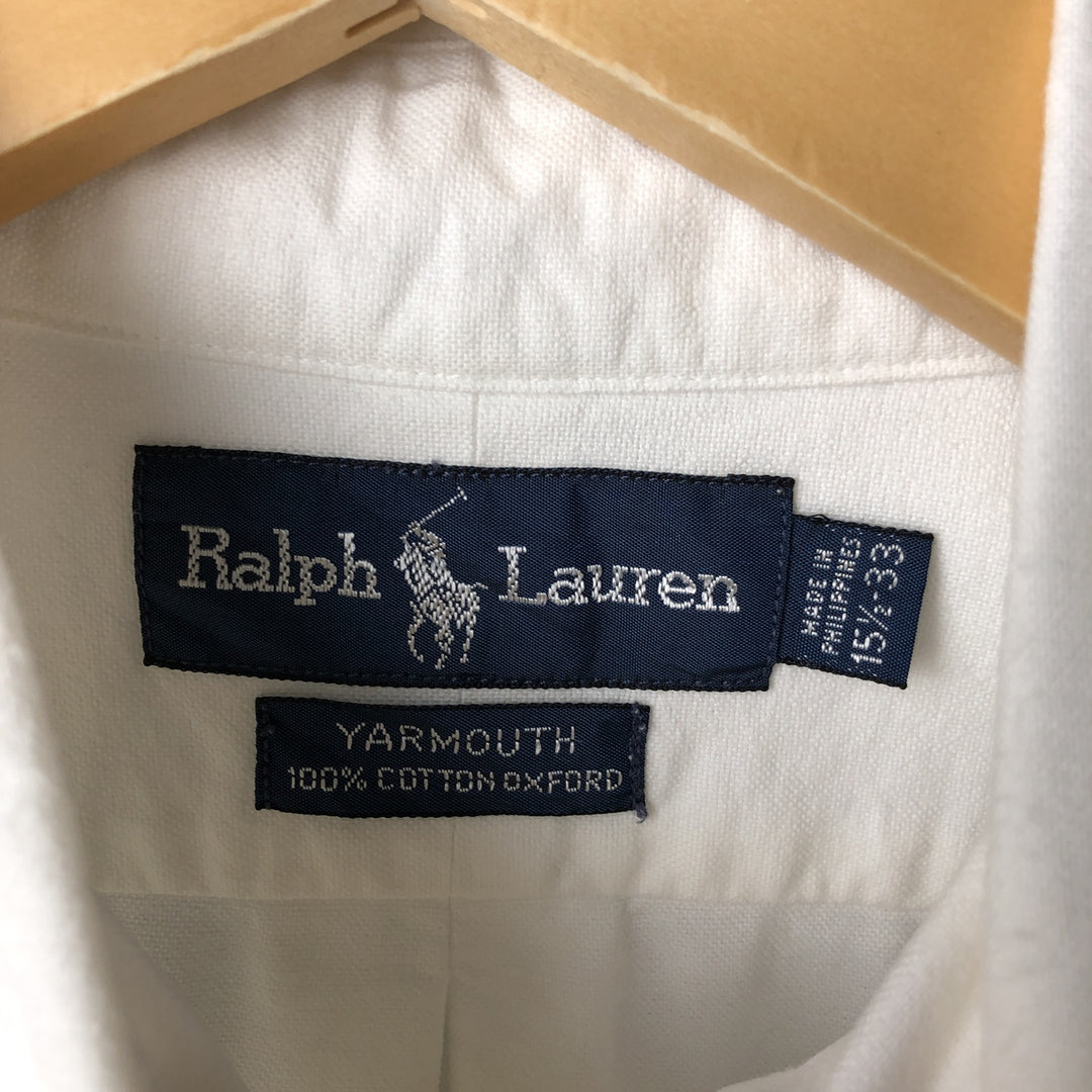 Ralph Lauren YARMOUTH long sleeve button down shirt, men's size M cotton white type Vintage Second Hand