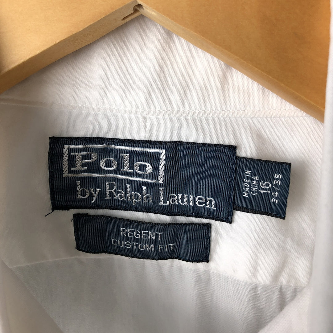Ralph Lauren REGENT CUSTOM FIT long-sleeved wide-collar button-down shirt, men's size L cotton white type Vintage Second Hand