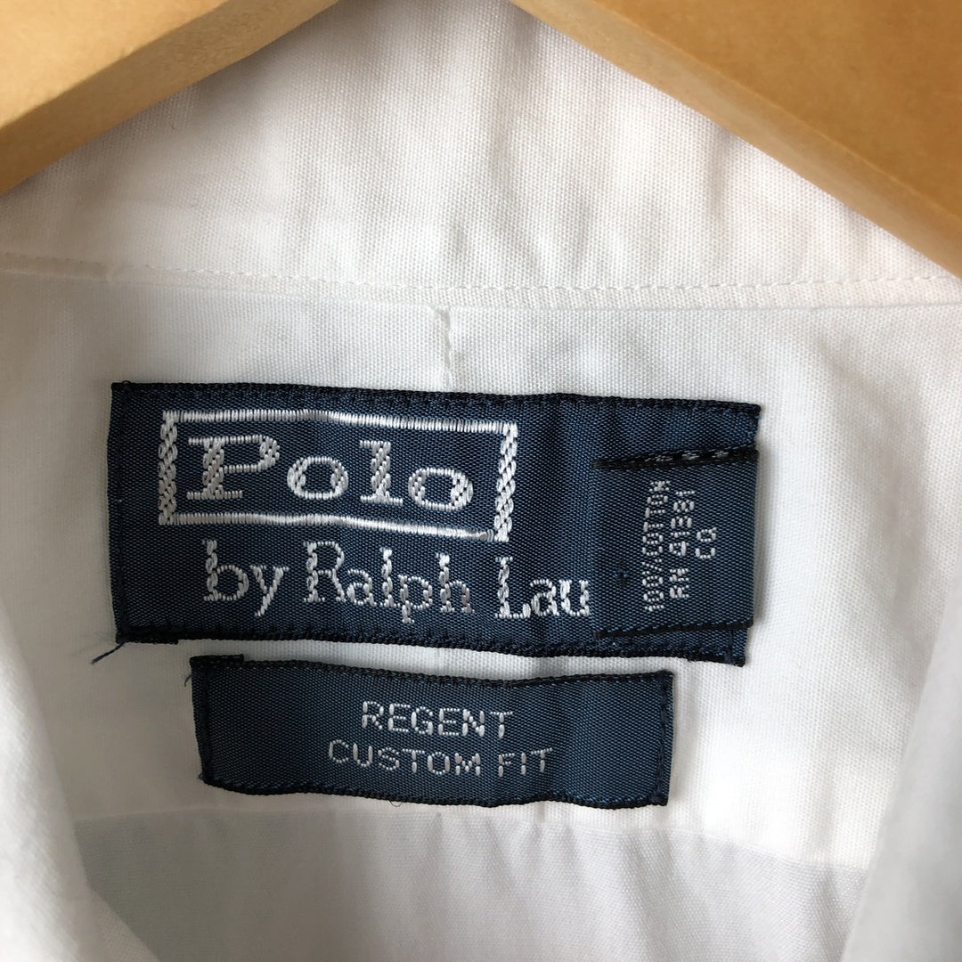 Ralph Lauren REGENT CUSTOM FIT long-sleeved wide-collar button-down shirt, men's size L cotton white type Vintage Second Hand