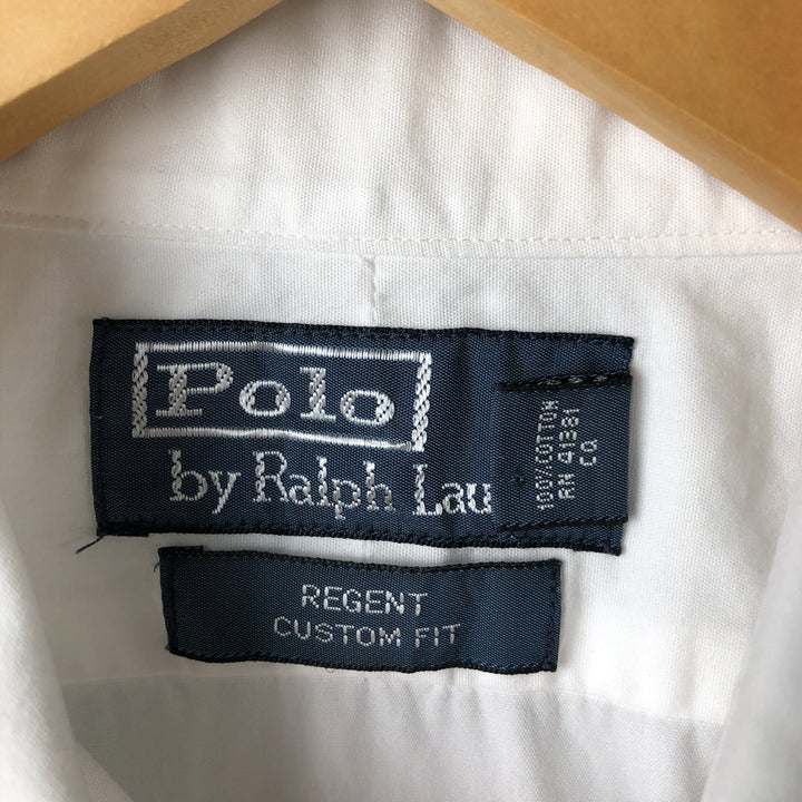 Ralph Lauren REGENT CUSTOM FIT long-sleeved wide-collar button-down shirt, men's size L cotton white type Vintage Second Hand