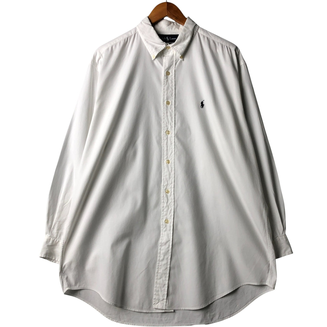 Ralph Lauren YARMOUTH long sleeve button down shirt, men's size L cotton white type Vintage Second Hand