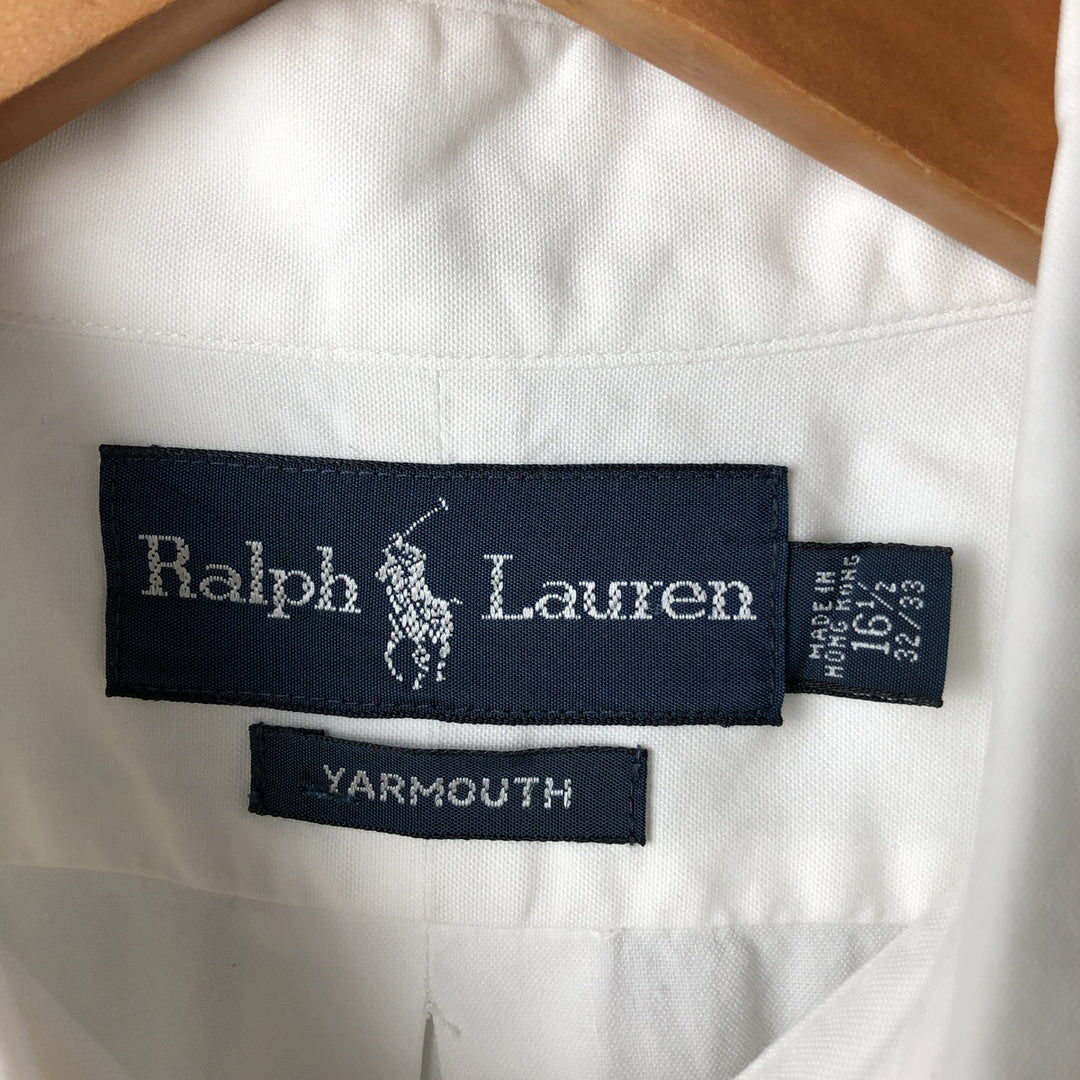 Ralph Lauren YARMOUTH long sleeve button down shirt, men's size L cotton white type Vintage Second Hand