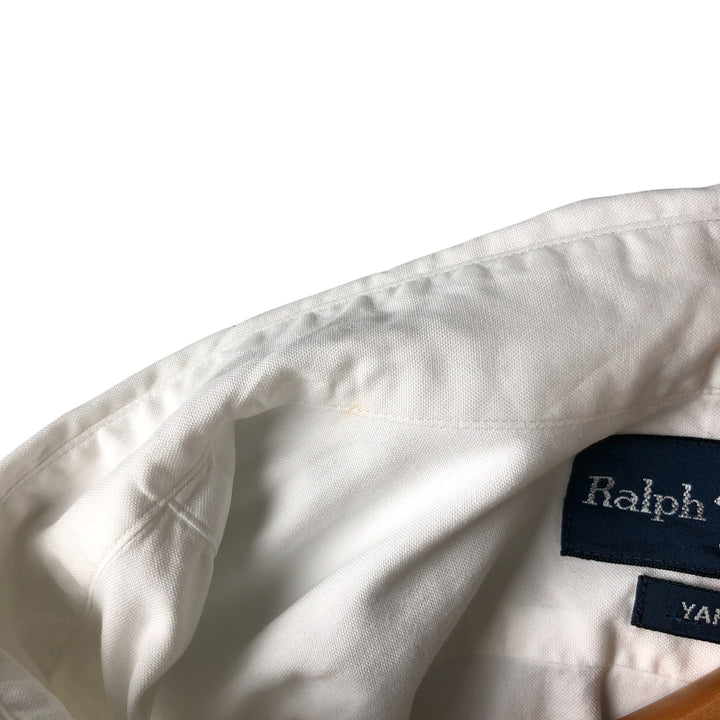 Ralph Lauren YARMOUTH long sleeve button down shirt, men's size L cotton white type Vintage Second Hand