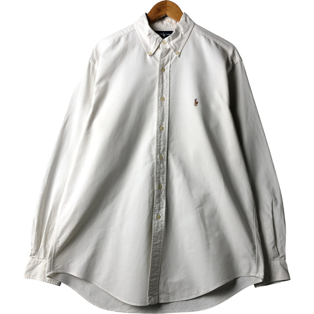 Ralph Lauren YARMOUTH long sleeve button down shirt, men's size L cotton white type Vintage Second Hand