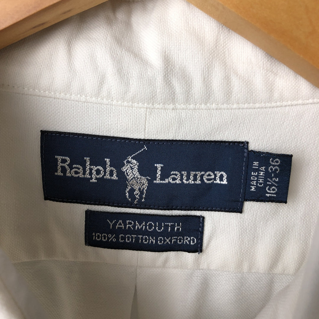 Ralph Lauren YARMOUTH long sleeve button down shirt, men's size L cotton white type Vintage Second Hand