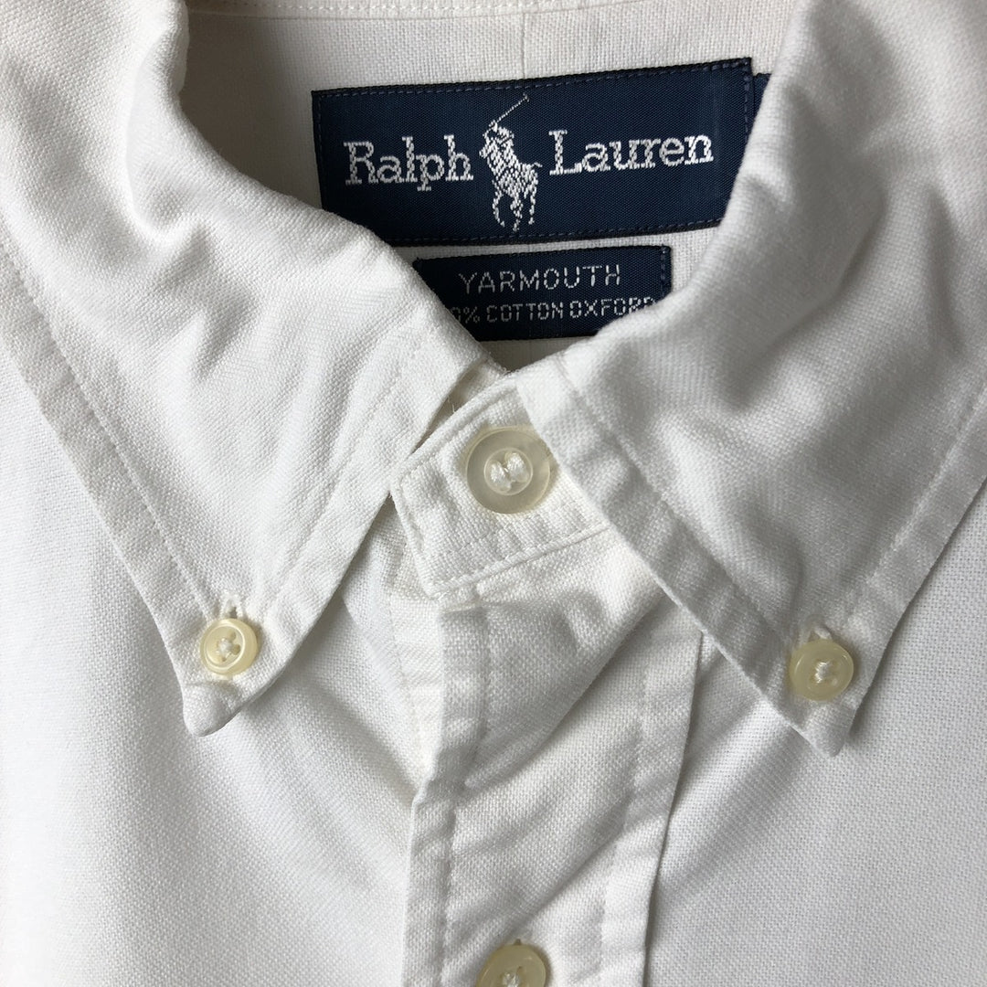 Ralph Lauren YARMOUTH long sleeve button down shirt, men's size L cotton white type Vintage Second Hand