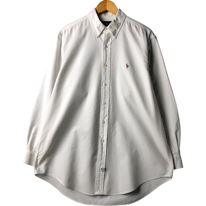 Ralph Lauren long sleeve button down shirt, men's size L cotton white type Vintage Second Hand