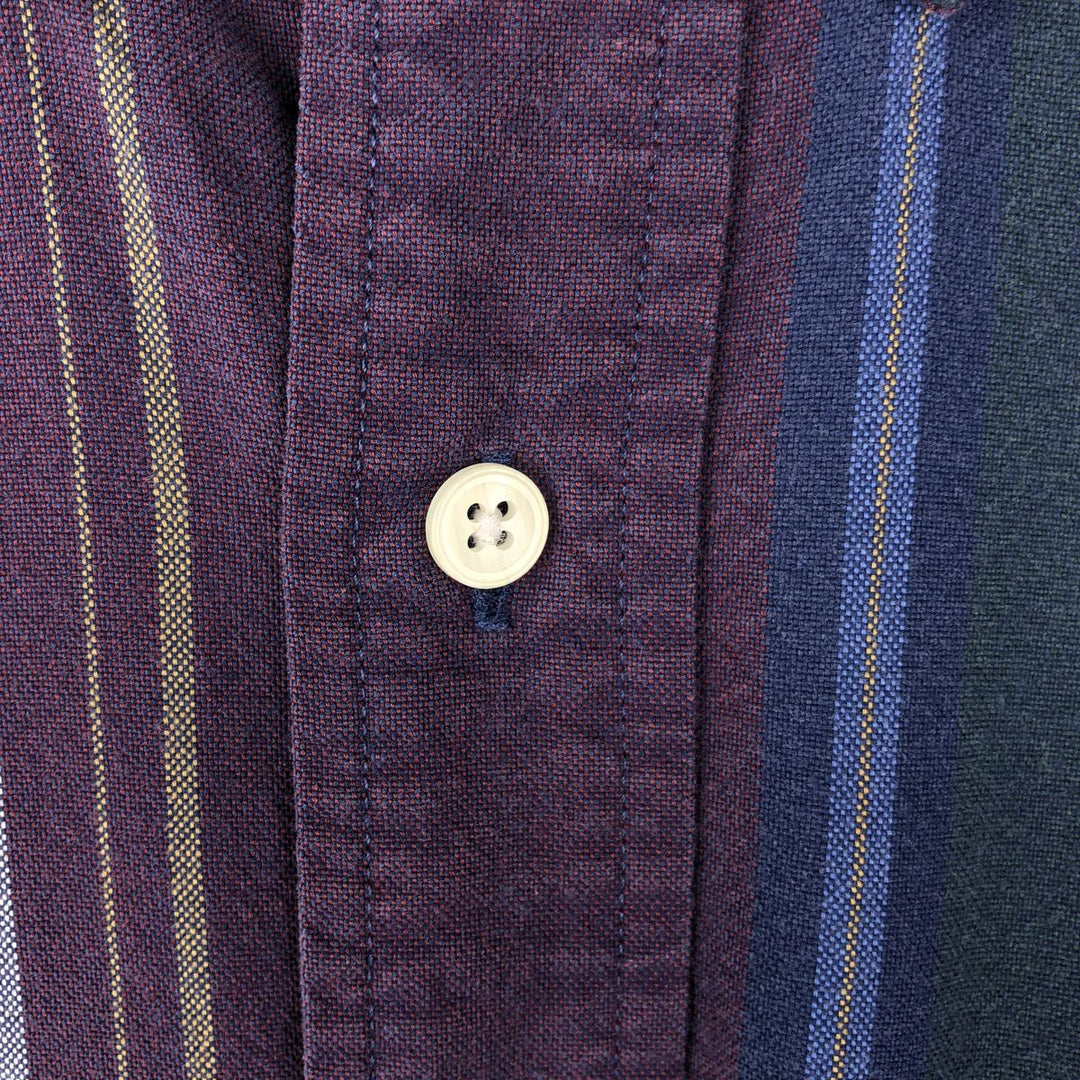 Vintage 80s-90'S LLBean Multi-Stripe Long Sleeve Button-Down Striped Shirt, Men's Size XL cotton navy blue type Vintage Second Hand