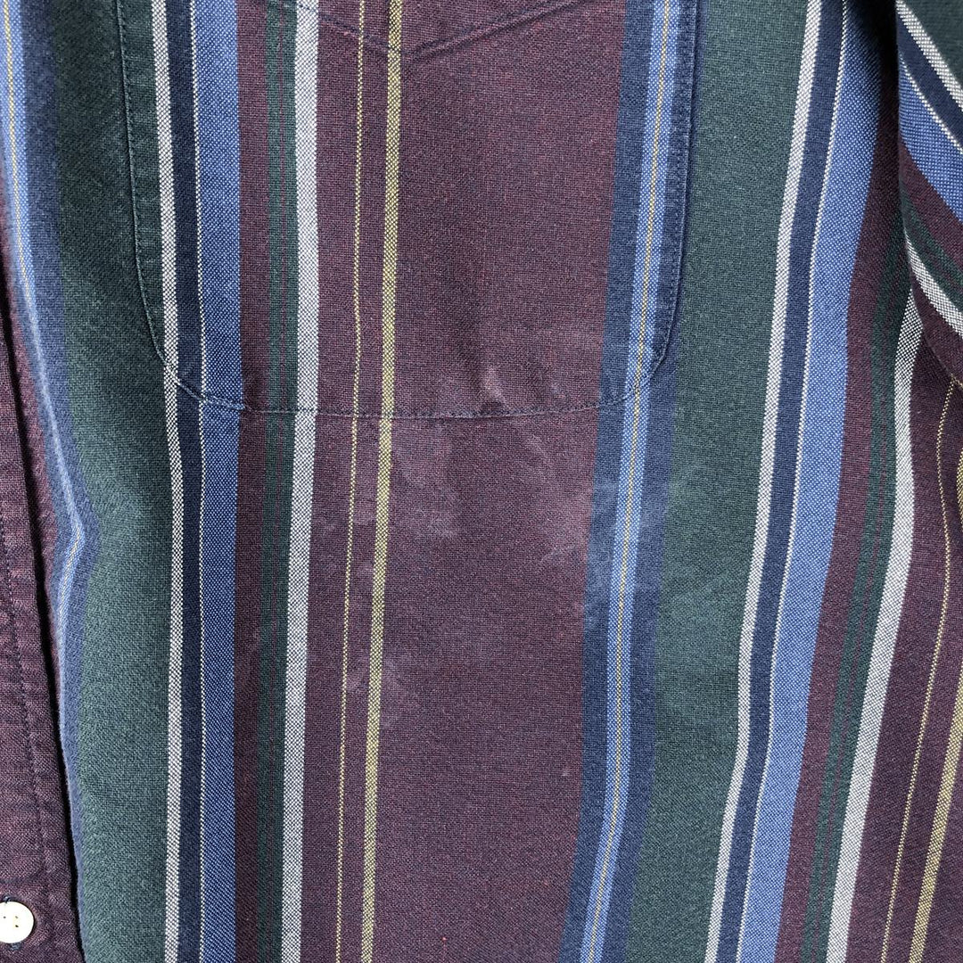 Vintage 80s-90'S LLBean Multi-Stripe Long Sleeve Button-Down Striped Shirt, Men's Size XL cotton navy blue type Vintage Second Hand