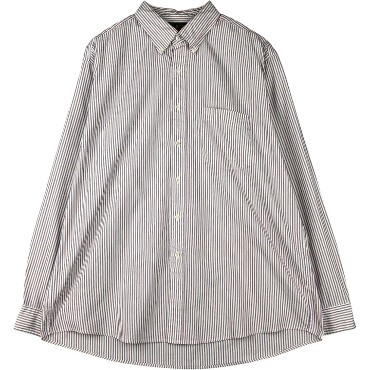 Vintage 90'S J.Crew tricolor long-sleeved button-down striped shirt, men's size XL cotton white type Vintage Second Hand
