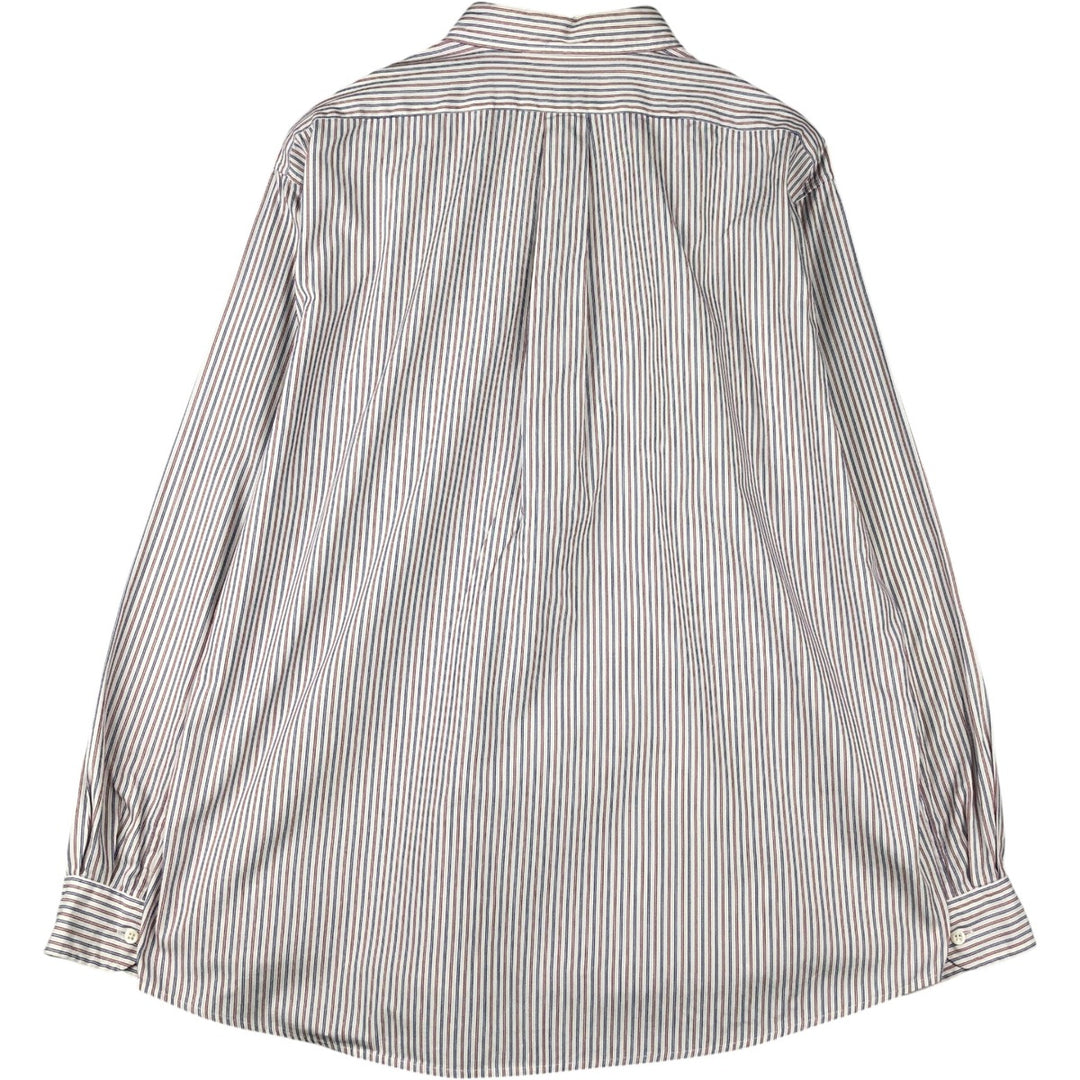 Vintage 90'S J.Crew tricolor long-sleeved button-down striped shirt, men's size XL cotton white type Vintage Second Hand