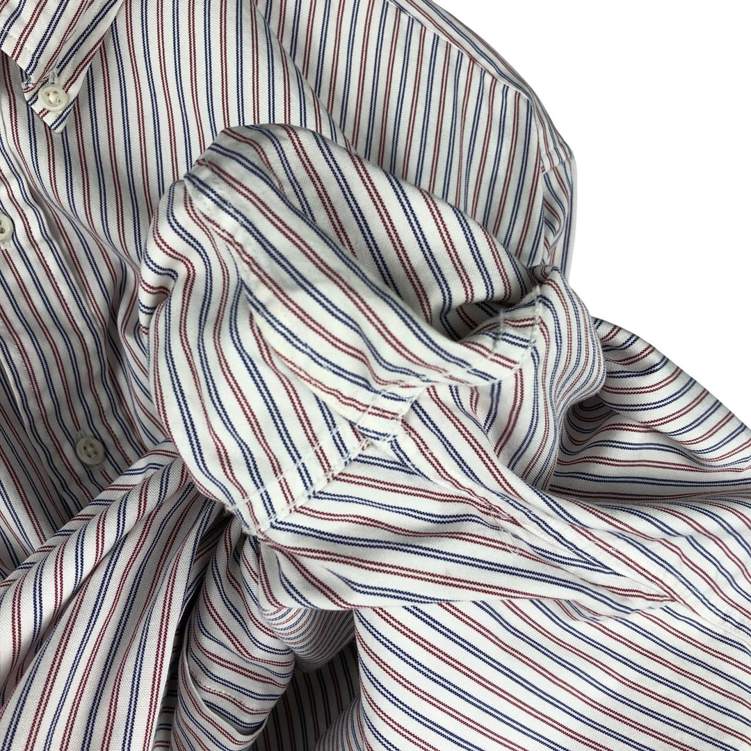 Vintage 90'S J.Crew tricolor long-sleeved button-down striped shirt, men's size XL cotton white type Vintage Second Hand
