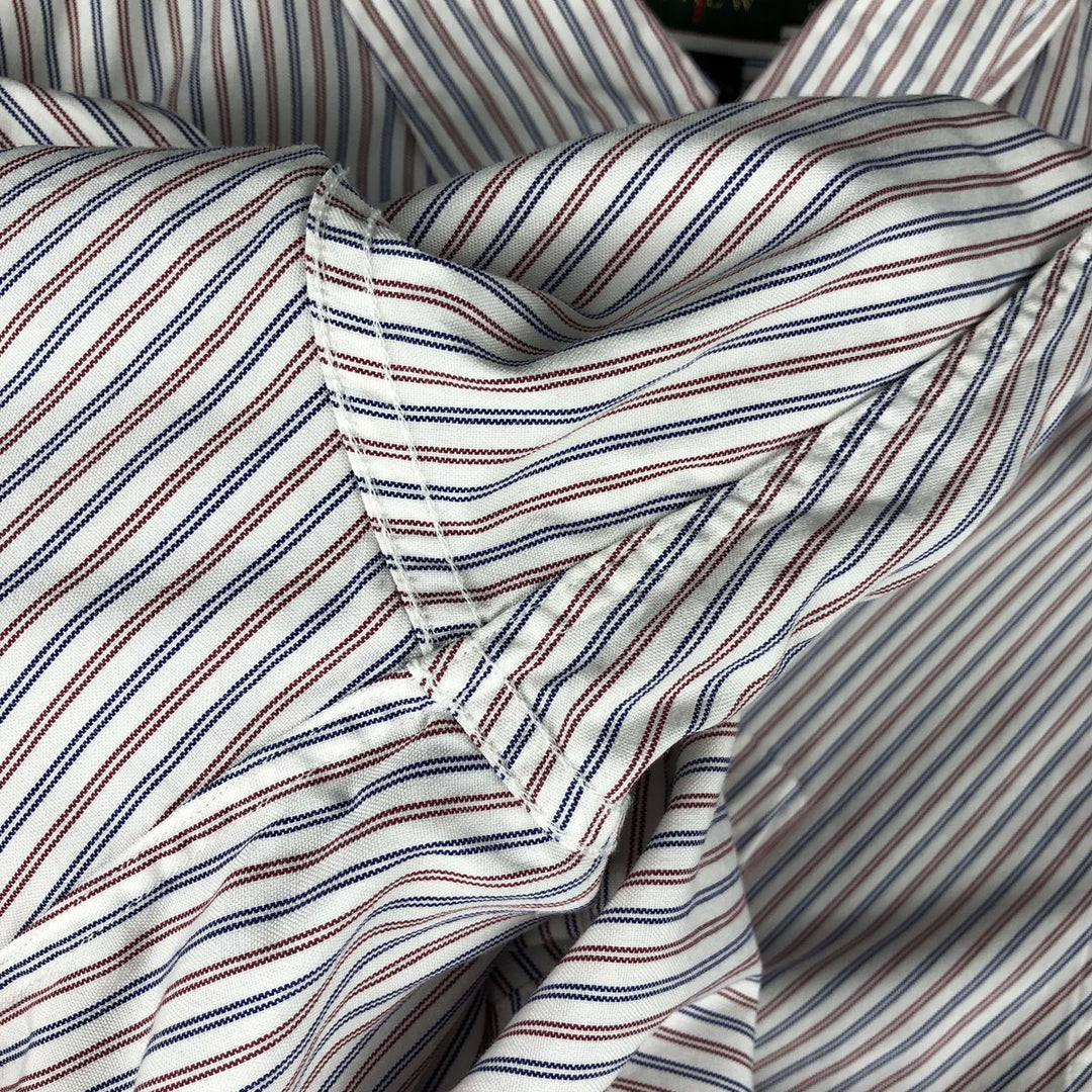 Vintage 90'S J.Crew tricolor long-sleeved button-down striped shirt, men's size XL cotton white type Vintage Second Hand