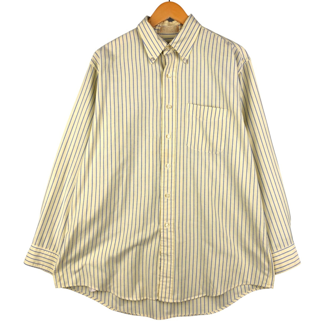 Vintage 80s-90'S LLBean long-sleeved button-down striped shirt, men's size XL cotton lemon yellow Vintage Second Hand