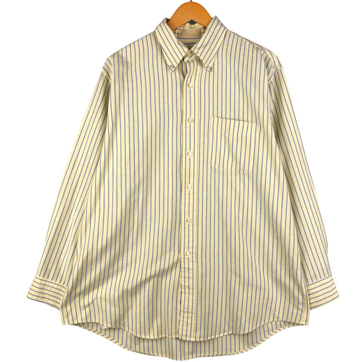 Vintage 80s-90'S LLBean long-sleeved button-down striped shirt, men's size XL cotton lemon yellow Vintage Second Hand
