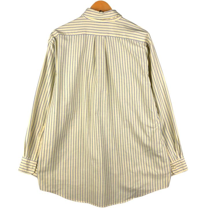 Vintage 80s-90'S LLBean long-sleeved button-down striped shirt, men's size XL cotton lemon yellow Vintage Second Hand