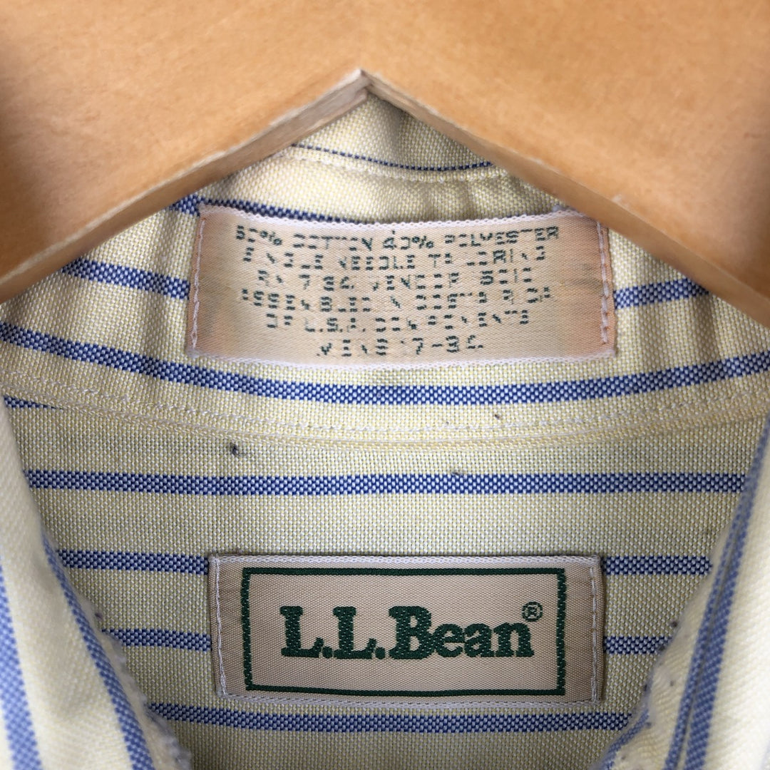 Vintage 80s-90'S LLBean long-sleeved button-down striped shirt, men's size XL cotton lemon yellow Vintage Second Hand