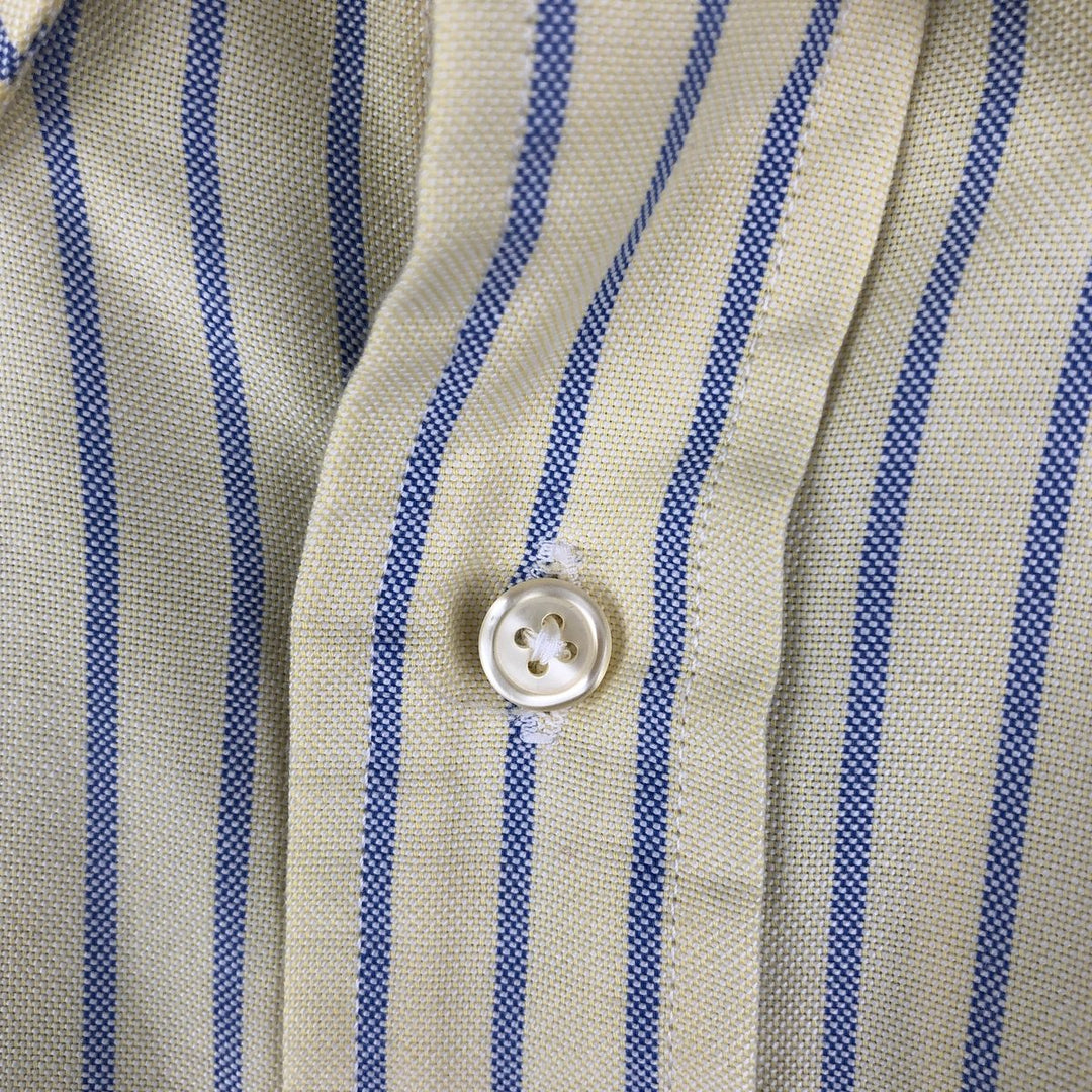 Vintage 80s-90'S LLBean long-sleeved button-down striped shirt, men's size XL cotton lemon yellow Vintage Second Hand