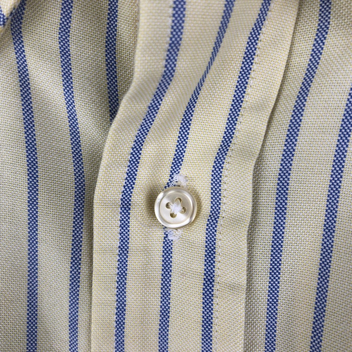 Vintage 80s-90'S LLBean long-sleeved button-down striped shirt, men's size XL cotton lemon yellow Vintage Second Hand