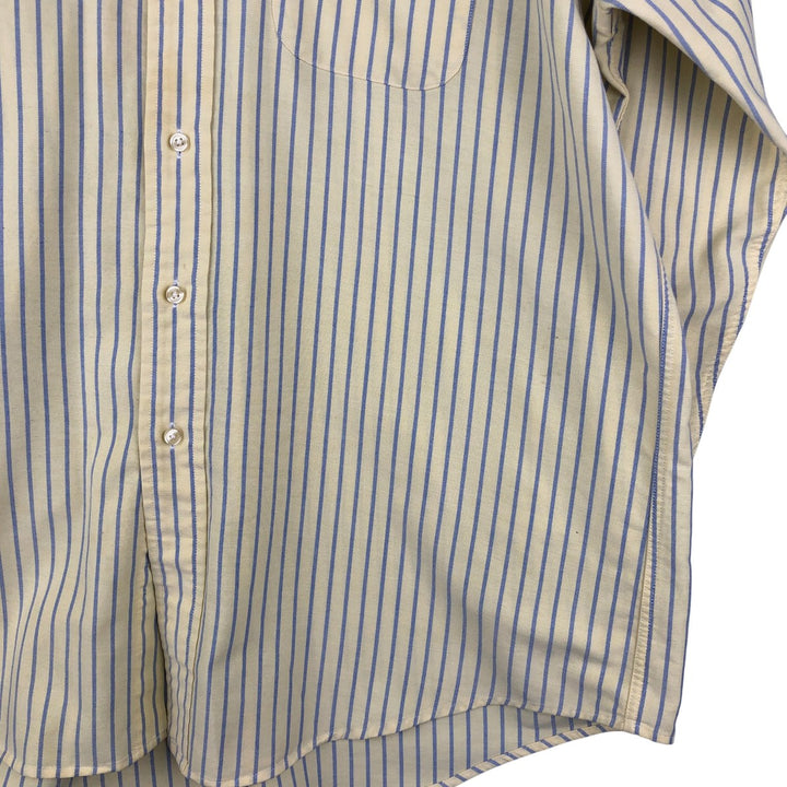 Vintage 80s-90'S LLBean long-sleeved button-down striped shirt, men's size XL cotton lemon yellow Vintage Second Hand
