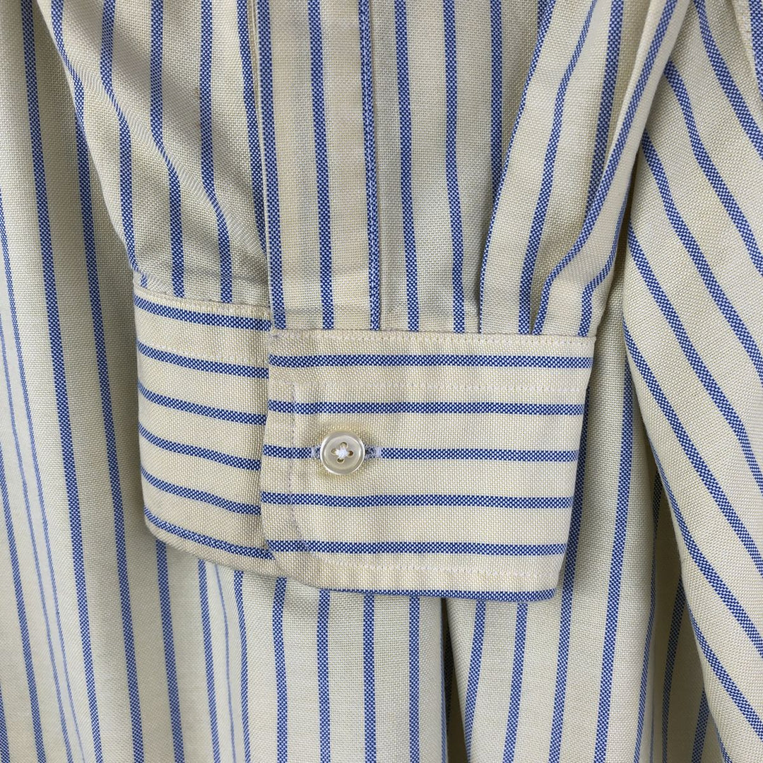 Vintage 80s-90'S LLBean long-sleeved button-down striped shirt, men's size XL cotton lemon yellow Vintage Second Hand