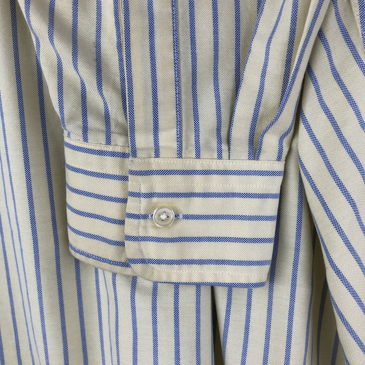 Vintage 80s-90'S LLBean long-sleeved button-down striped shirt, men's size XL cotton lemon yellow Vintage Second Hand