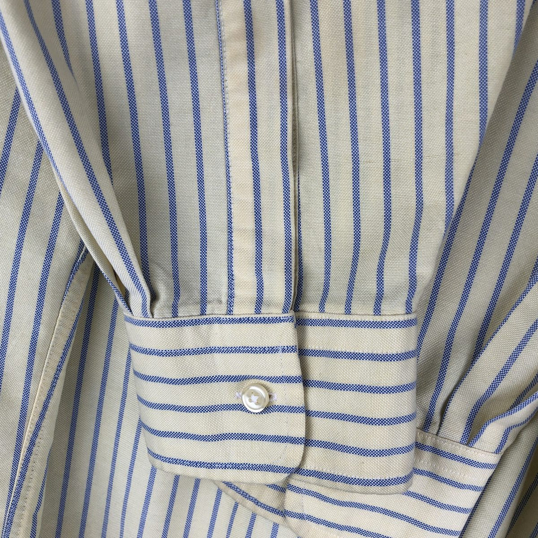 Vintage 80s-90'S LLBean long-sleeved button-down striped shirt, men's size XL cotton lemon yellow Vintage Second Hand
