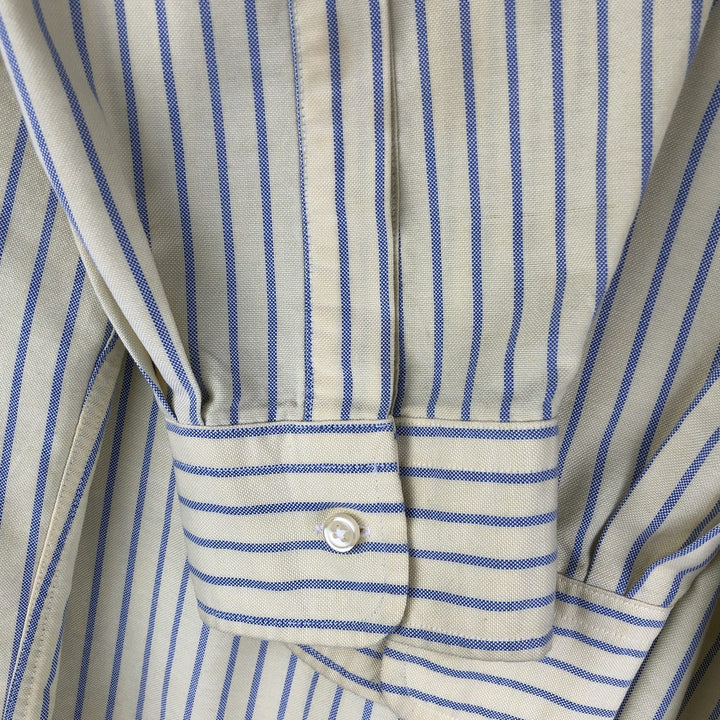 Vintage 80s-90'S LLBean long-sleeved button-down striped shirt, men's size XL cotton lemon yellow Vintage Second Hand